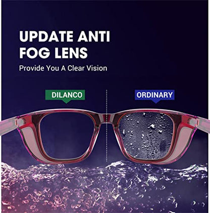 DILANCO Clear Safety Glasses Goggles With Side Shields for Women Men,Fog & Scratch-Resistant Complete UV Protection Eyewear - color: Pink