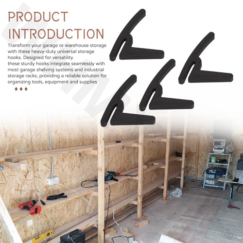 Universal Hooks for Garage Shelving and Industrial Storage Racks Compatible with Keyhole Slots, Including J&L Heavy-Duty Hooks for Garage Shelving - UV-Resistant, Holds up to 40 lbs.