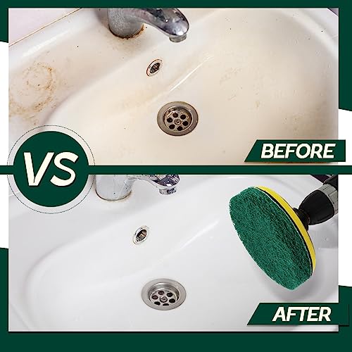Power Scrub Pads Drill Attachment, GOH DODD 30 Pieces 5 Inch Headlight Restoration Kit Cleaning Kit Scouring Pads with Baker and Universal Shaft for Kitchen, Bathroom, Grout, Carpet, Tub, Grill,Tile - size: 5 Inch 30 Pieces