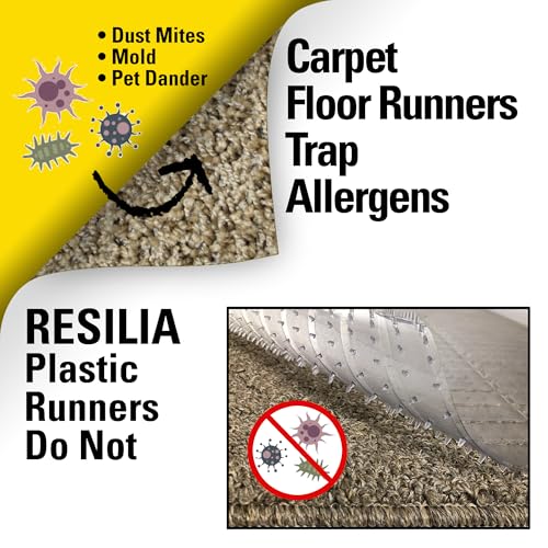 RESILIA Premium Clear Floor Protector Mat – Heavy-Duty Plastic Vinyl Covering for Hardwood, Tile, or Laminate Floors, Table, or Desk –American Modern Pattern 27" x 12' Waterproof Roll, Made in USA - size: 2'3" x 12'