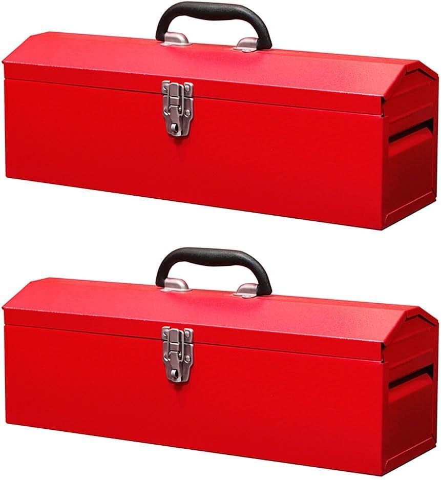 19inch Portable Tool Box, 2pack Metal Tool Box, Ideal for Trailer, Mechanic, DIY-ers, Car Toolbox, Workshops, Garages, Repair Shops,Red - size: 2P-19in-Red