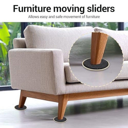 16 Pcs Furniture Sliders for Carpet,2 Inch Sliders for Furniture on Carpet Self Adhesive Chair Slider for Carpeted and Hardwood Floors (Beige)