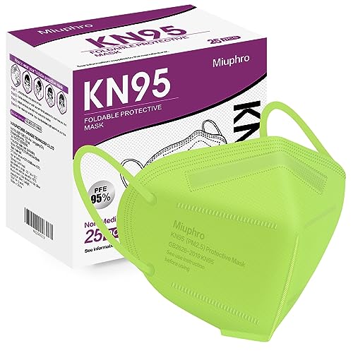 Miuphro KN95 Face Mask, 5-Layer Design Cup Dust Safety KN95 Masks 25 Pack, Green - color: Green