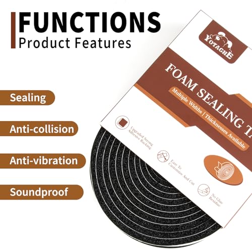 Yotache Open Cell Self-Adhesive Foam Seal Tape 1/2" x1/4", Weather Stripping for Door Insulation, Soundproof, Weatherstrip, 13 FT x 2Pcs - size: (0.5"×1/4") 26FT