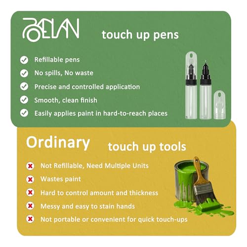 Touch Up Paint & Oil Pen, 20ml 3-Pack with Brush, Precision Tip & Shaker Ball, Refillable Tool for Precise Wall Repair, Furniture Scratches, and Lubricating Gears/Chains in Tight Spots