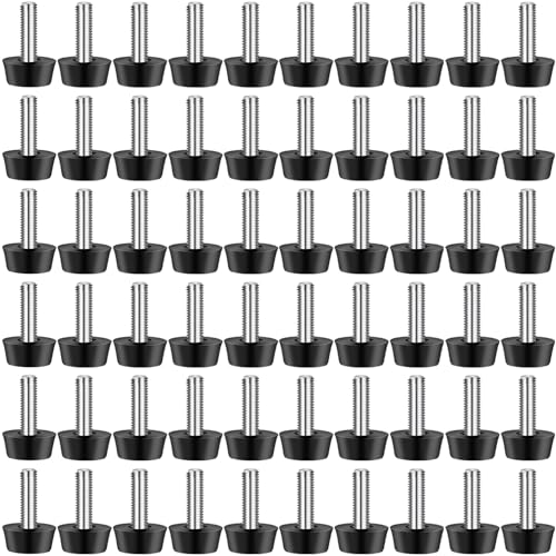 1/4-20 Inch Thread Adjustable Furniture Levelers, 60 Pcs Screw Feet Levelers, Galvanized Steel Adjustable Furniture Leveling Feet for Table,Chair,Desk,Cabinet,Patio Legs