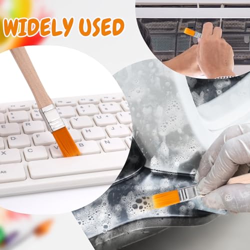 12 Pcs 5 x 0.5 Inch Nylon Flat Wall Paint Brush, Soft Bristle Paint-Brush, Small Paint Brushes for Touch Up, Trim Painting Brush with Wooden Handle, Trim Painting Tool for Walls, Cabinets, Fences