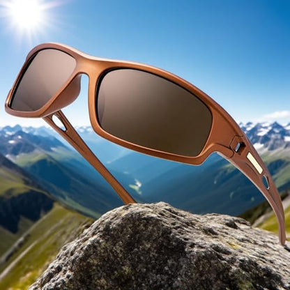 YIMI Polarized Photochromic Driving z87 Sunglasses For Men Women Day and Night safety glasses - color: Brown Frame/Brown Lens