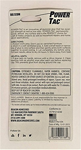 BEACON Power-Tac - The Ultimate All-Purpose Glue with Superior Strength, Low Odor, and Fast 10-Minute Dry Time, 2.5-Ounce, 12-Pack - size: 2.5-Ounce, style: 12-Pack