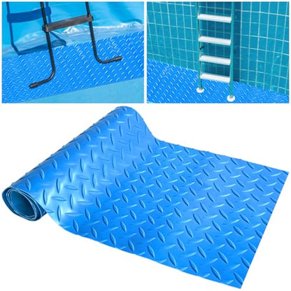 Large Swimming Pool Ladder Mat, 12"x36" Protective Non-Slip Pool Step Pad with Texture，Protective Ladder Pad for Above Ground Swimming Pools Liner and Stairs (Blue)
