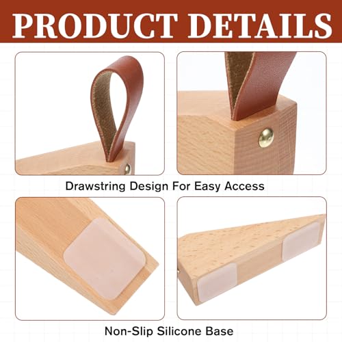 Wooden Door Stops Decorative Wood Door Stopper Hotel Security Doors Stopper Non-Slip Wedge Wooden Doorstop for Bedroom House Office Living Room Hotel Cabin