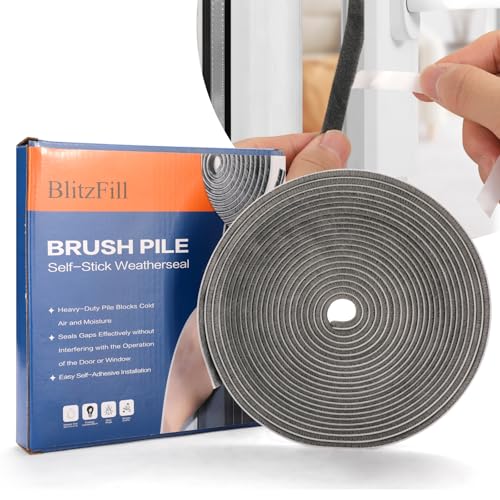 33FT Self Adhesive Brush Door Weather Stripping & Soundproofing Seal – High-Density Gap Blocker for Noise, Drafts & Dust – Easy Install, Durable Door Bottom & Window Insulation Strip（0.21"x 0.35"） - size: 0.35" Wide x 0.2" Thick