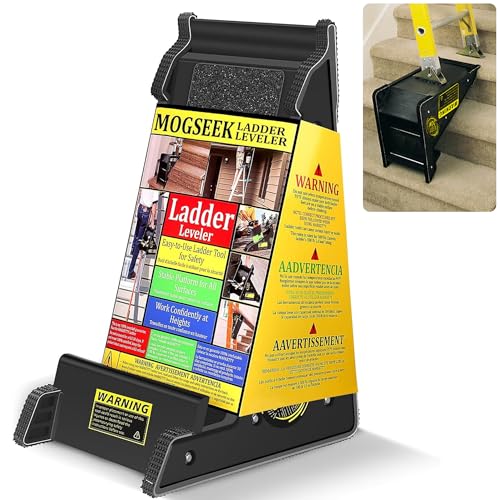 Stable Platform Ladder Leveler - Ladder Levelers for Extension Ladders with Storage for Uneven Surfaces (Regular Black) - color: Regular Black