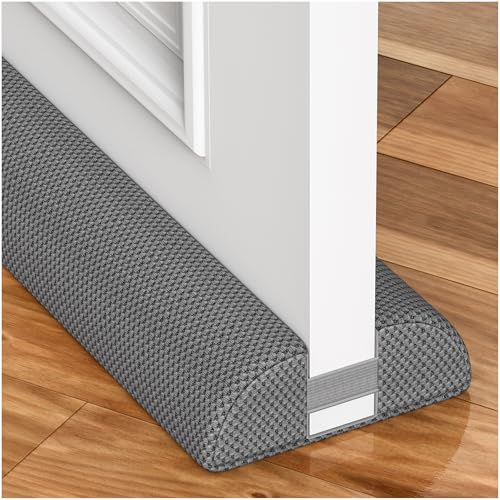 HADOR 32 Inches Door Draft Stopper - 26"-32" Adjustable, Seals 0.5"-1.7" Gaps | Blocks Drafts/Noise/Pet Hair | No Permanent Adhesive, Machine Washable, Grey - color: Gray, size: 32 Inches