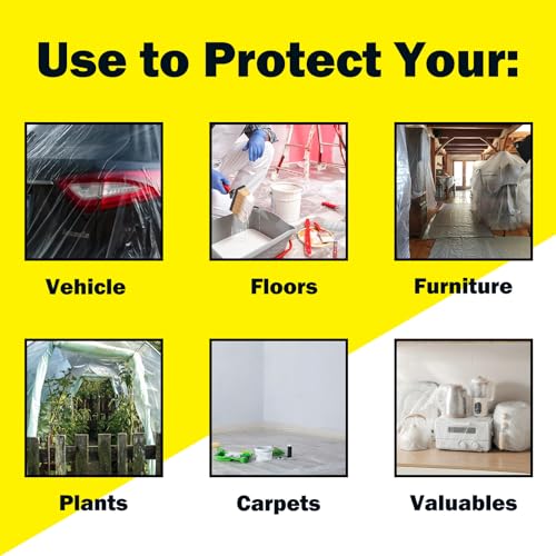 10 Pack 12 x 9 ft Painter’s Plastic Drop Cloth Painting Sheet-Light & Durable Dust Cover