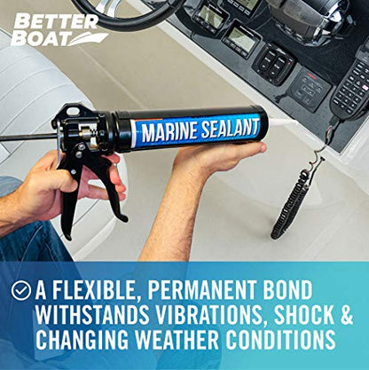 Marine Sealant and Adhesive, Waterproof Marine Grade Caulk, High Temp Water Sealant for Boat, Auto, RV, Without Silicone - 1 Tube, White, 10 oz - color: White, size: 10 oz
