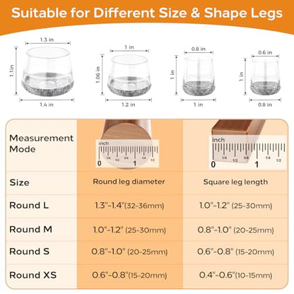 Meldel 24 PCS Silicone Chair Leg Floor Protectors Small (0.8"-1") Rubber Felt Furniture Pads Chair Legs Caps/Covers for Hardwood Floors, Tile from Scratches & Reduce Noise - Round, Grey - size: Small (0.8"-1")