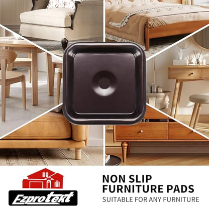 Ezprotekt 1 3/4" Non Slip Furniture Pads, 16 Pcs Anti Slip Furniture Caster Cups, Furniture Coasters for Hardwood Floors, Furniture Stoppers to Prevent Sliding - Prevent Floors Scratches, Brown/Black - size: 1-3/4 inch