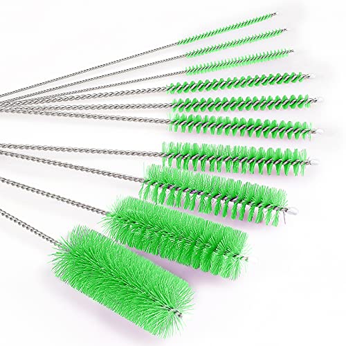 CiaraQ Bottle Cleaning Brushes, 8 Inch Nylon Tube Brush Set, Cleaner for Narrow Neck Bottles Cups with Hook, Set of 10pcs. - color: Green, size: 8.0 Inch (10pcs)