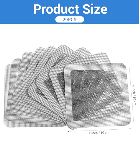 20 Pcs Screen Patches Self Adhesive, Window Mesh Screen Repair Patches Peels & Sticks, Polyurethane Mesh Repair Patch for Window & Door Tears, (Gray, 4"X4")