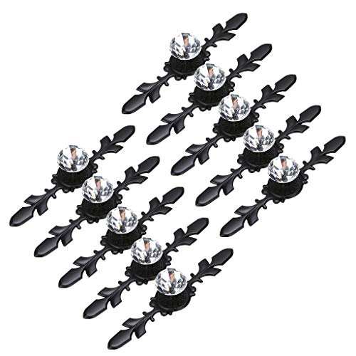 Sumnacon 10 Pcs 6.7" Drawer Dresser Knobs Pull Handles - Crystal Glass Diamond Decorative Knobs with Plate, Cabinet Cupboard Door Knobs with Screws for Kitchen Bathroom Office Decoration, Black - color: Black, size: 6.7 Inch