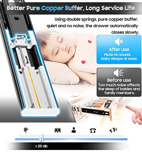 YENUO Soft Close Drawer Slides Full Extension Side Mount 12 14 16 18 20 22 24 inch Ball Bearing Metal Rails Track Guide Glides Runners Heavy Duty 100 Pound (Soft Close- 1 Pr, 14 Inch) - color: Black-Soft Close, size: 14 Inch