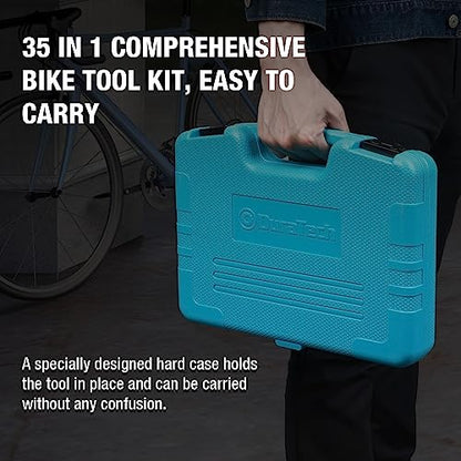 DURATECH Bike Repair Kit, 35PC Bicycle Tool Kit with Carry Case, Bike Accessories for Repairing Tyres, Brakes, Chains, Pedal, Mountain Bike & Road Bike Maintenance, Great Gift for Men, Women - size: 35 PC