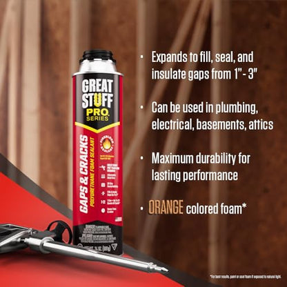 Great Stuff Pro Gaps & Cracks 24 oz Complete Kit – 12-Pack Foam Sealant with AWF PRO 2 ft Professional Spray Foam Gun & 2 Cans of Great Stuff Pro Cleaner - style: 2 ft Pro Gun