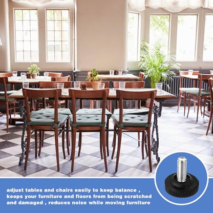 12 Pack Furniture Leveling Feet Adjustable Furniture Feet Table Legs Heavy Duty Leveling Feet Screw on Furniture Levelers for Table Cabinets Chairs Bar Stool Desk Dresser Wood Legs (M8) - size: M8