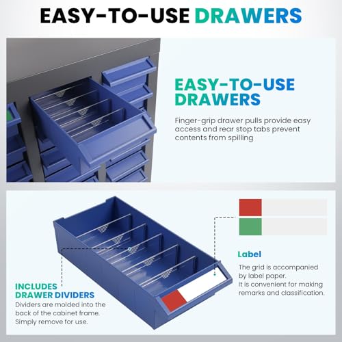 40 Drawers - Part Cabinet, Shelves & Label Stickers - Bolt and Nut Organizer Bolt Bin Cabinets, Durable Steel Tool Storage Cabinet for Garage/Workshop Small Parts/Hardware Organization (40 Drawer) - style: 40 Drawer