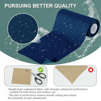 Linen Canvas Repair Tape, 4×63 Inches Blue Waterproof Self-Adhesive Patch for Outdoor Gear, Durable Fabric Tape for Boat Covers, Tents, Couch, Sofas, Sun Shades, Awnings, and Lounge Chairs - color: Blue