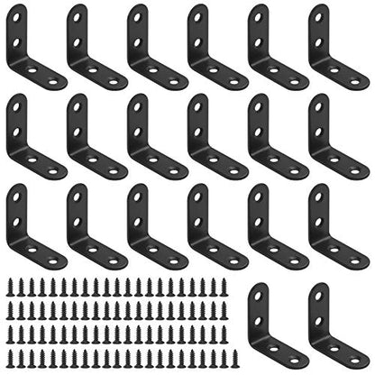 Glarks 20 Set 40mm Black L Angle Bracket Corner Brace Joint Fastener for Wood Chair Bookshelf Board Window Furniture Cabinet (40x40x2mm) - size: 40x40x2mm