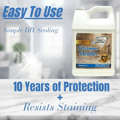 Natural Stone and Grout Penetrating Shower Sealer. Marble, Granite Travertine, Limestone. Protects the Surface from Damage and Build-up for up to Ten Years! (1 Gallon) - style: 128 Fl Oz (Pack of 1)