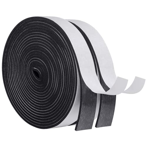 MAGZO Weather Stripping Door Seal, 1 Inch Wide X 1/8 Inch Thick Adhesive Foam Tape Soundproof Weatherstripping for Windows, 2 Rolls Total 33FT Black - size: 1in * 1/8in * 33FT