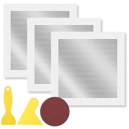 8 × 8 inch Drywall Repair Patch, 3 Pack Drywall Repair Kit Large Hole Patch-Repair for Drywalls Heavy Duty Self-Adhesive Mesh Drywalls Patch Kit, Dry Wall Hole Repair-Patch for Drywall-Plaster Wall