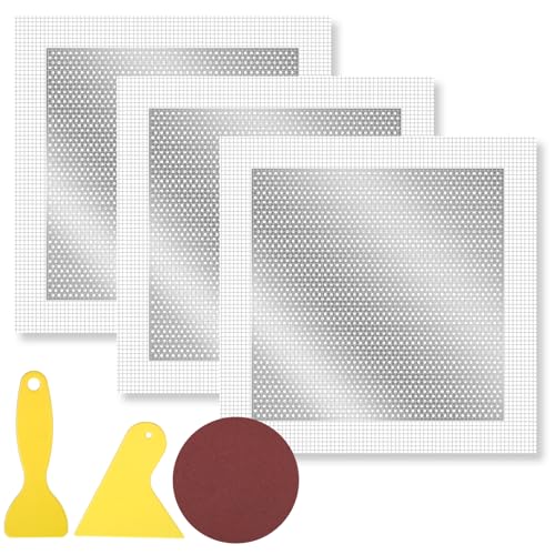 8 × 8 inch Drywall Repair Patch, 3 Pack Drywall Repair Kit Large Hole Patch-Repair for Drywalls Heavy Duty Self-Adhesive Mesh Drywalls Patch Kit, Dry Wall Hole Repair-Patch for Drywall-Plaster Wall