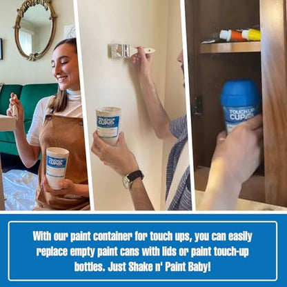 Touch Up Cup Empty Plastic Paint Storage Containers with Lids for Leftover Paint, Touch Ups, As Seen On Shark Tank Products, 13 oz, Pack of 3 - style: 3 Cups (Pack of 1)
