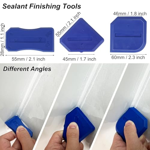 Caulking Tool Kit with Sealant Finishing Tools,Grout Sealing Silicone Smoother Caulk Application Tool for Kitchen Bathroom Floor Window Sink Joint Toilet,11 Piece Set