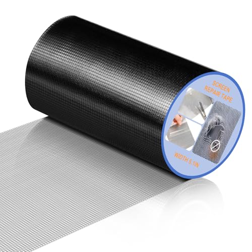CroBlissful Extra Wide 5 inch x 20 ft Window Screen Tape Mesh Repair Strong Adhesive Waterproof Fiberglass Screen Repair Kit Patch for Window Door Tears Holes(Black) - color: Black, size: 5 Inch