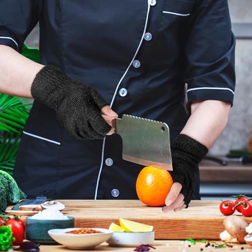 Geyoga 2 Pair Cut Resistant Half Finger Protection Gloves for Home Use (Black) - color: Black