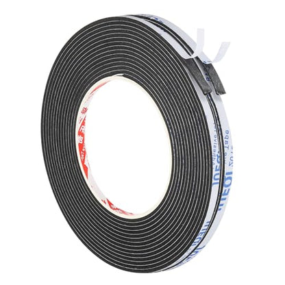 PATIKIL 5m/16.4ft Sealing Foam Tape, 2 Pack 5mm Wide 2mm/1mm Thick Single Sided Weather Stripping Door Furniture Seal Strip for Window Pipes Insulation, Black