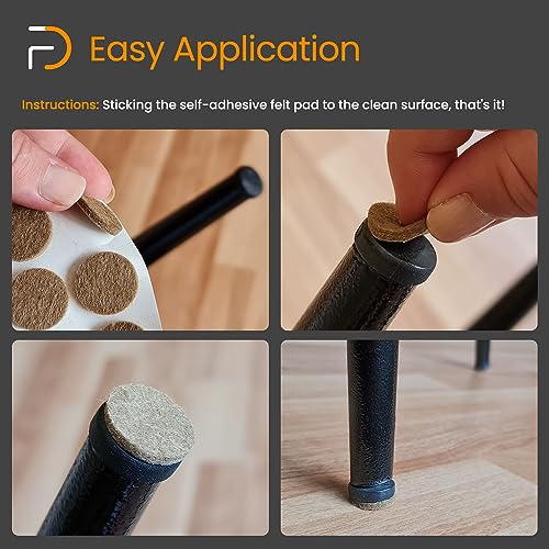 Furndiy Felt Furniture Pads for Hardwood Floors, Self-Adhesive Felt Pad for Chairs & Seat Legs, Easy Slide, Anti Scratch, Noise Stopper, Bumper & Buffer, Floor Protection - Based in USA - 1.18" - size: 1.18" x 18 pcs