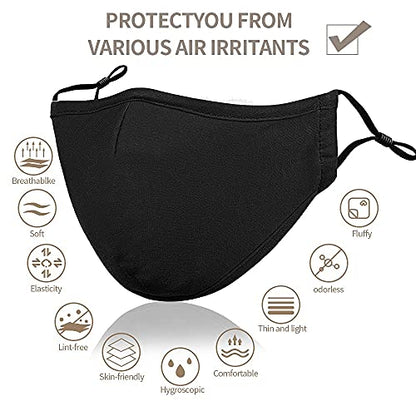 Black Reusable Breathable Cloth Face Protection，Adjustable Washable Male and Women Fashion Face Protection Cover - color: 15pcs