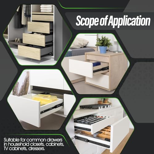1 Pair Full Extension Ball Bearing Drawer Slides 8 10 12 14 16 18 20 22 24 Inch 100 LB Load Capacity Side Mount File Cabinet Rails Dresser Metal Runner Trash Can Kitchen (8 inch, Black) - color: Black, size: 8 Inch