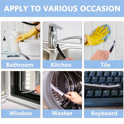 Ginsco 7 Pcs Hard Bristle Crevice Cleaning Brush Kit, Multifunctional Hand Held Gap Cleaning Tools for Small Corner Window Track Kitchen Bathroom