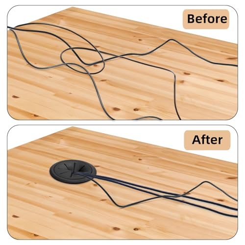 Covzoe 20 Pack Desk Grommets, 2 Inch(50mm) Desk Cable Hole Cover with Built-in Hole Saw, Wire Cord Cable Grommet for Home Office, Black