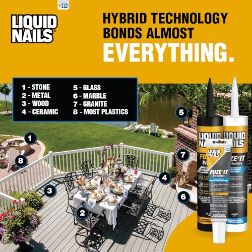 Liquid Nails 56198673380 LN-2000 FuzeIt All Surface Construction Adhesive (9-Ounce) , Gray - color: Gray, size: 9 Ounce, style: Fuze It