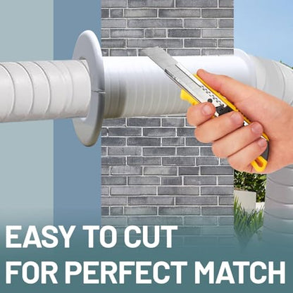Mini Split Line Set Cover Wall Sleeve 2.87" OD 2.76" ID 7.87" Length, PVC AC Through Wall Pipe Sleeve for HVAC Air Conditioner Line Set Protection