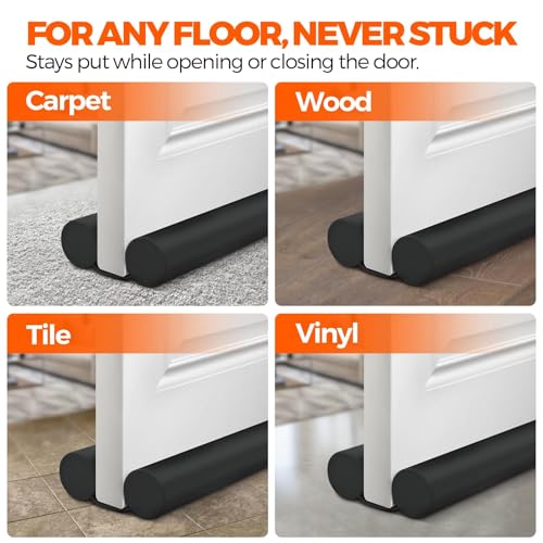 Holikme Door Draft Stopper 2×37inch, Black - color: Black, size: 74 inch