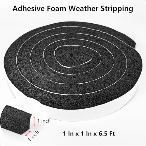 Weather Stripping Door Seal Strip, 1 in x 1 in, AC Insulation Tape, Strong Adhesive, High Reslilience, Weatherproof, Reduce Noise, Gap Filler, Foam Insulation Tape for Doors and Windows - color: Self-Adhesive